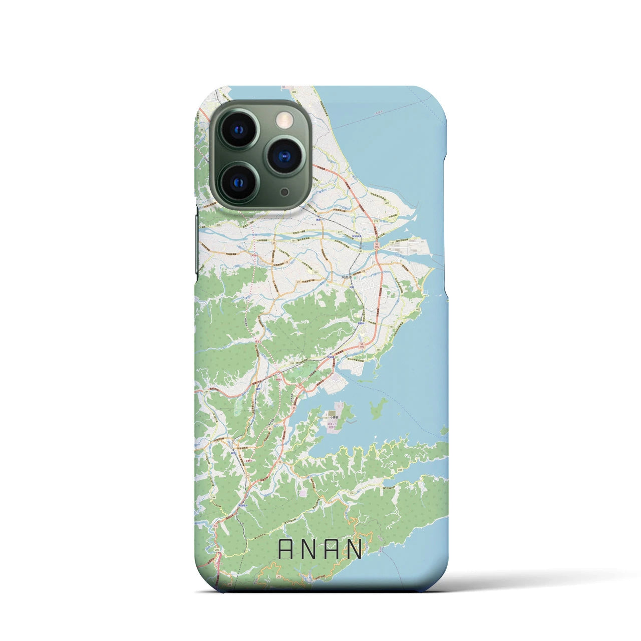 【阿南】地図柄iPhoneケース（バックカバータイプ・ナチュラル）iPhone 11 Pro 用