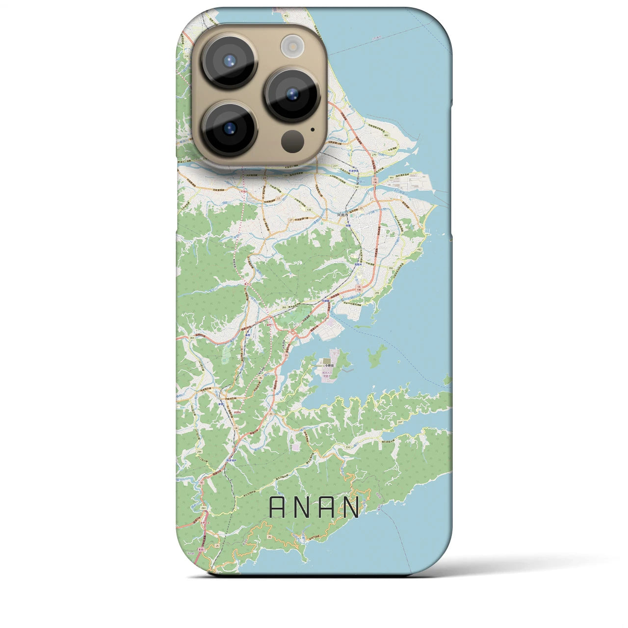 【阿南】地図柄iPhoneケース（バックカバータイプ・ナチュラル）iPhone 14 Pro Max 用