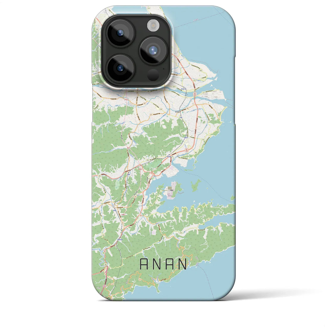 【阿南】地図柄iPhoneケース（バックカバータイプ・ナチュラル）iPhone 15 Pro Max 用