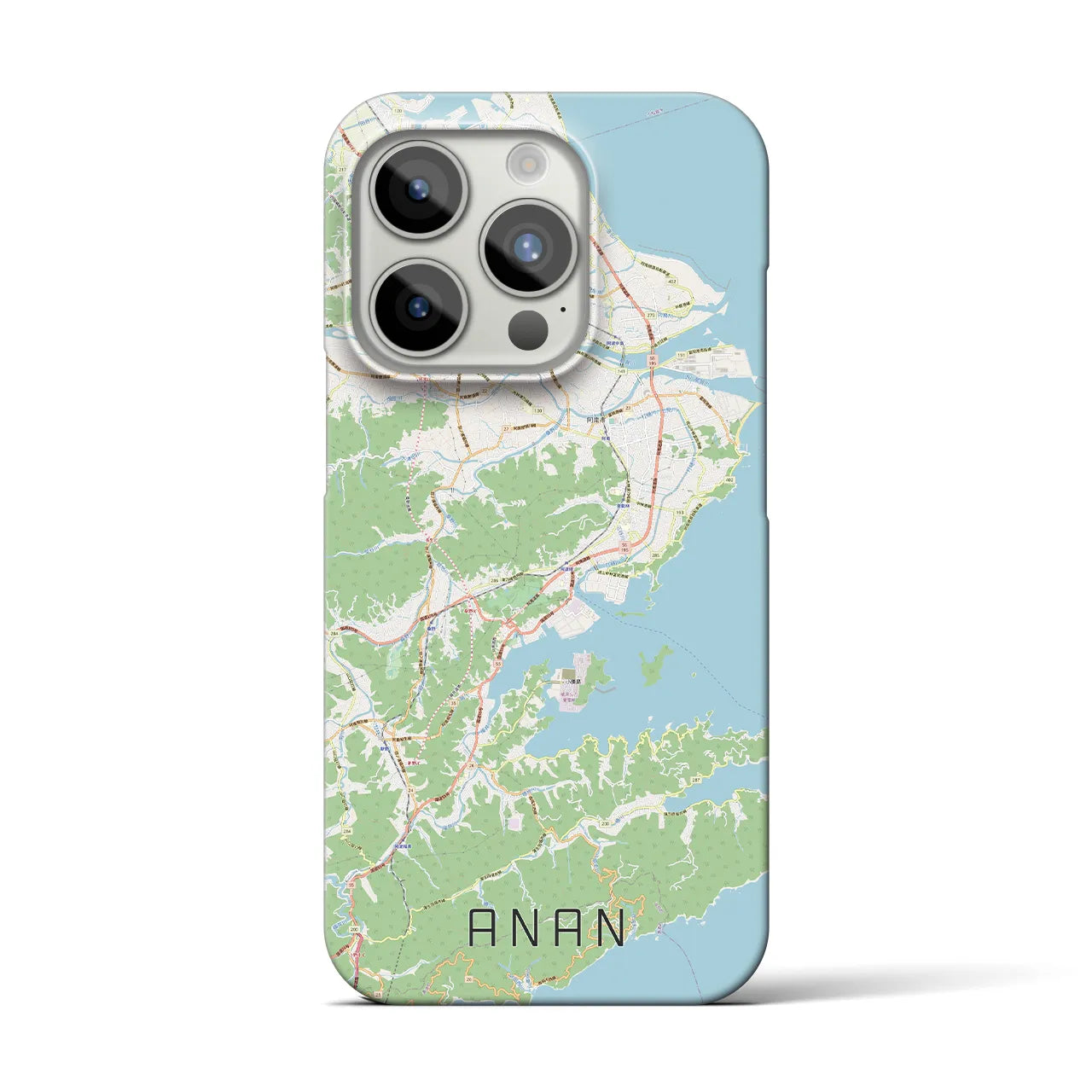 【阿南】地図柄iPhoneケース（バックカバータイプ・ナチュラル）iPhone 15 Pro 用