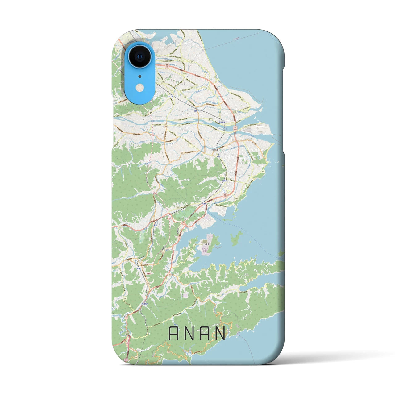 【阿南】地図柄iPhoneケース（バックカバータイプ・ナチュラル）iPhone XR 用
