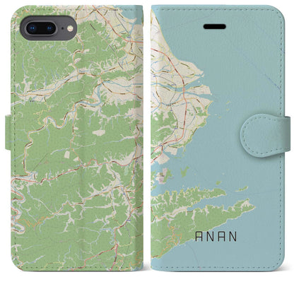 【阿南（徳島県）】地図柄iPhoneケース（手帳タイプ）ナチュラル・iPhone 8Plus /7Plus / 6sPlus / 6Plus 用