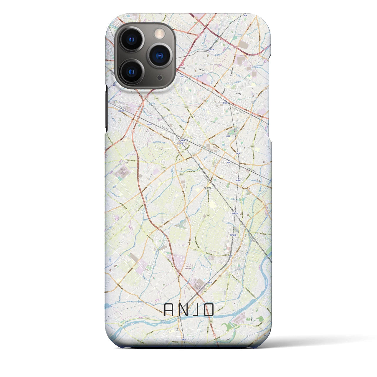 【安城】地図柄iPhoneケース（バックカバータイプ・ナチュラル）iPhone 11 Pro Max 用
