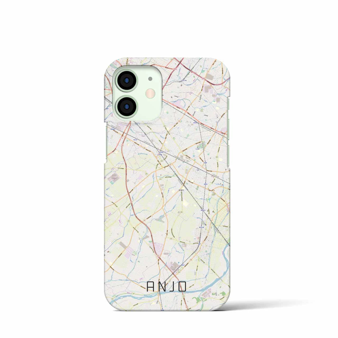【安城】地図柄iPhoneケース（バックカバータイプ・ナチュラル）iPhone 12 mini 用