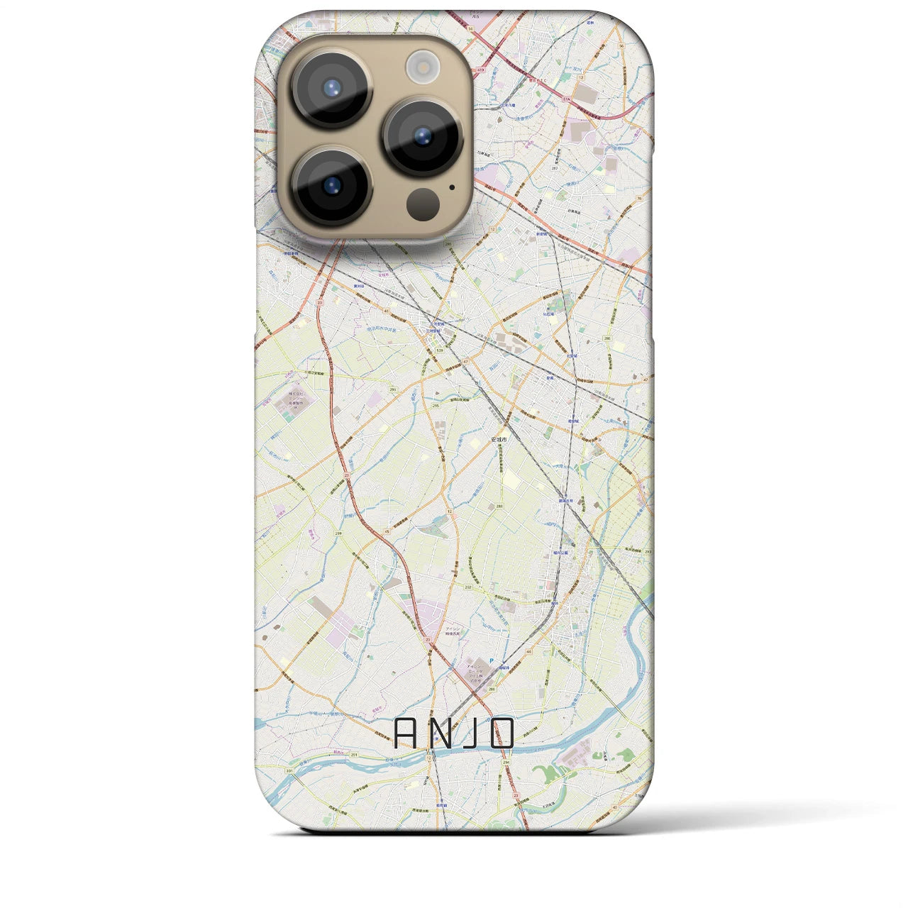 【安城】地図柄iPhoneケース（バックカバータイプ・ナチュラル）iPhone 14 Pro Max 用
