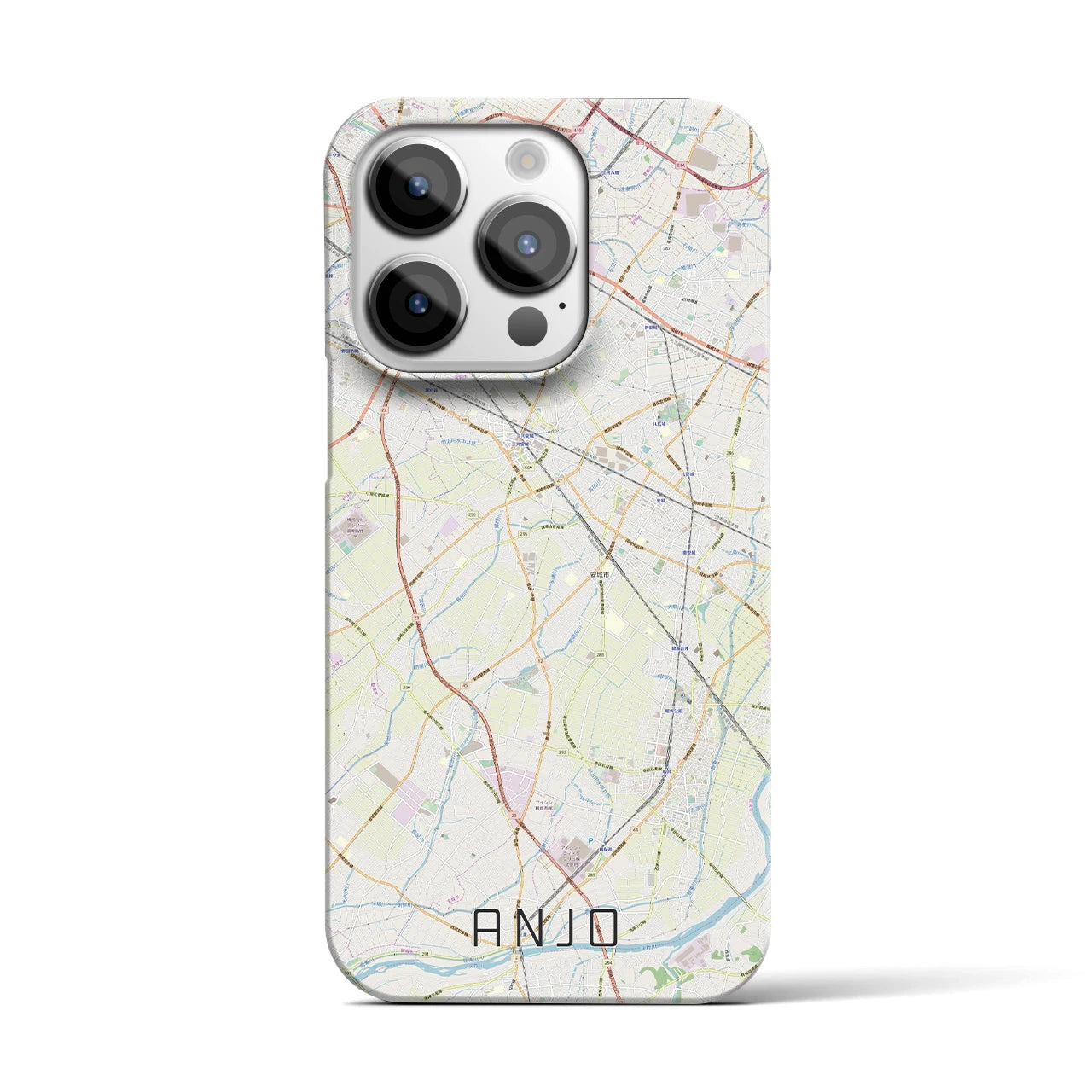 【安城】地図柄iPhoneケース（バックカバータイプ・ナチュラル）iPhone 14 Pro 用