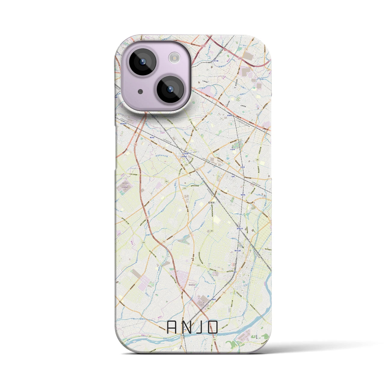 【安城】地図柄iPhoneケース（バックカバータイプ・ナチュラル）iPhone 14 用