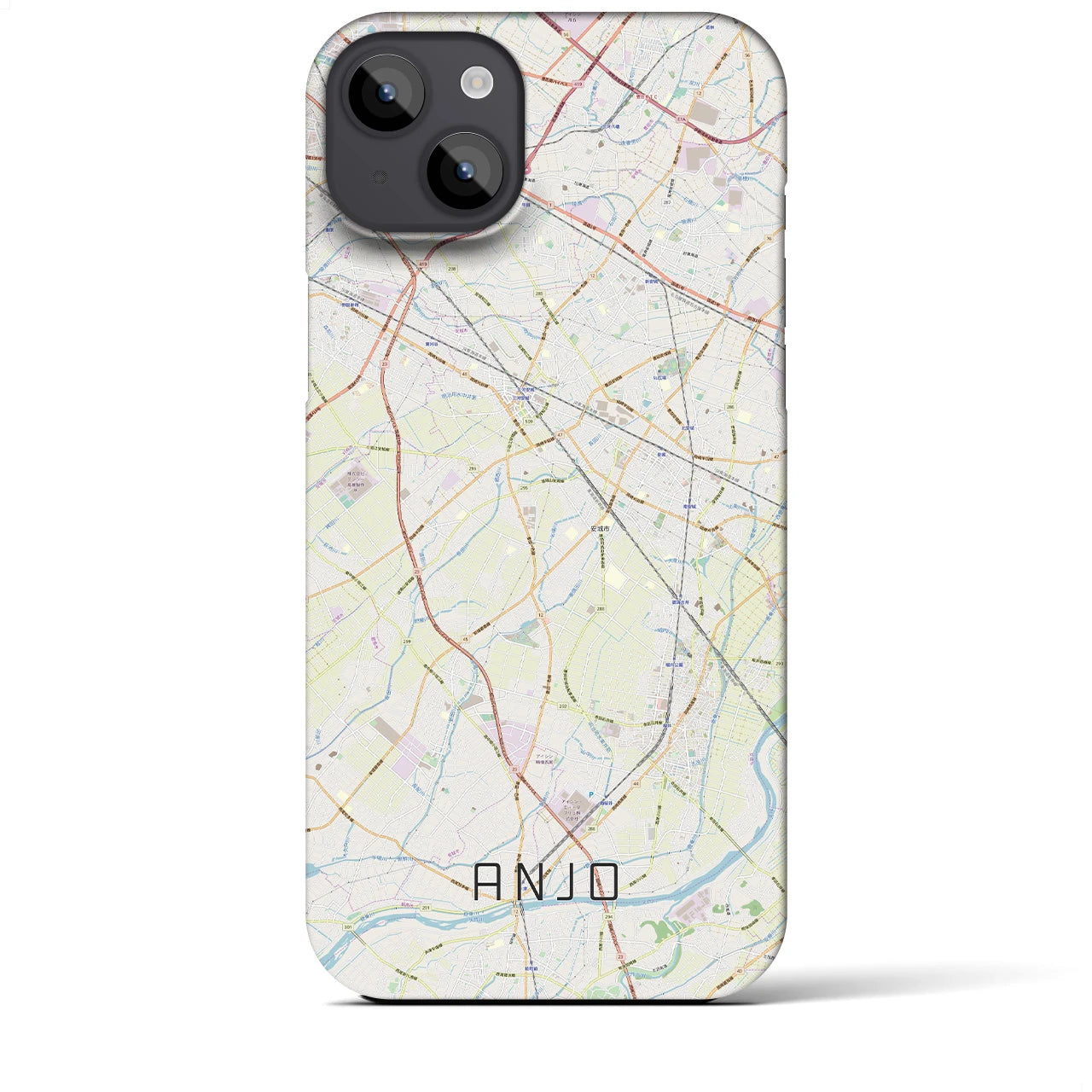 【安城】地図柄iPhoneケース（バックカバータイプ・ナチュラル）iPhone 14 Plus 用