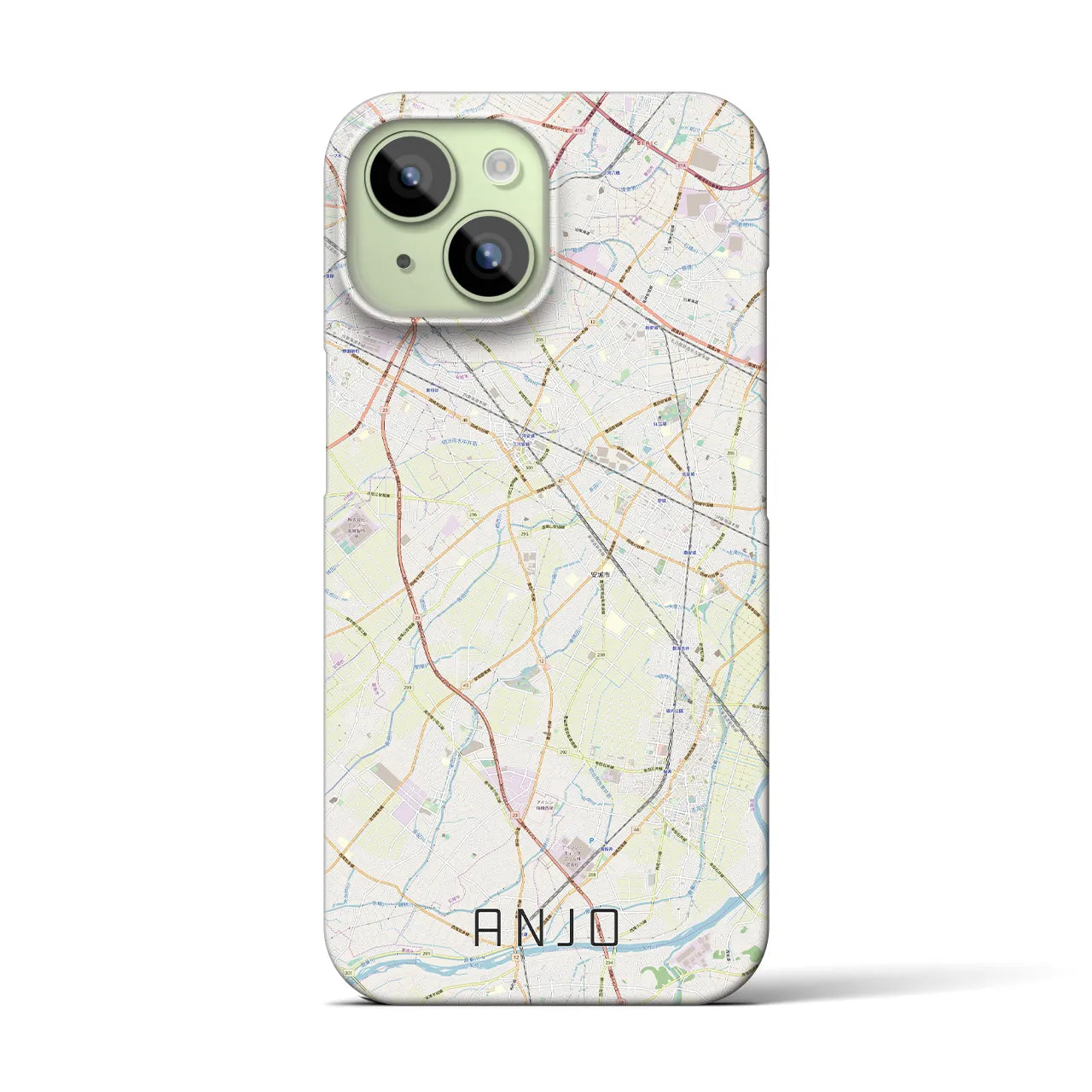 【安城】地図柄iPhoneケース（バックカバータイプ・ナチュラル）iPhone 15 用