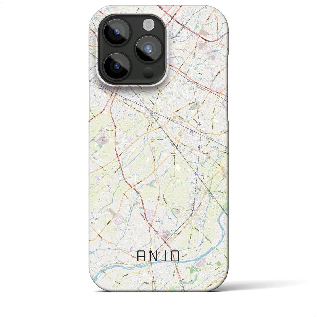 【安城】地図柄iPhoneケース（バックカバータイプ・ナチュラル）iPhone 15 Pro Max 用
