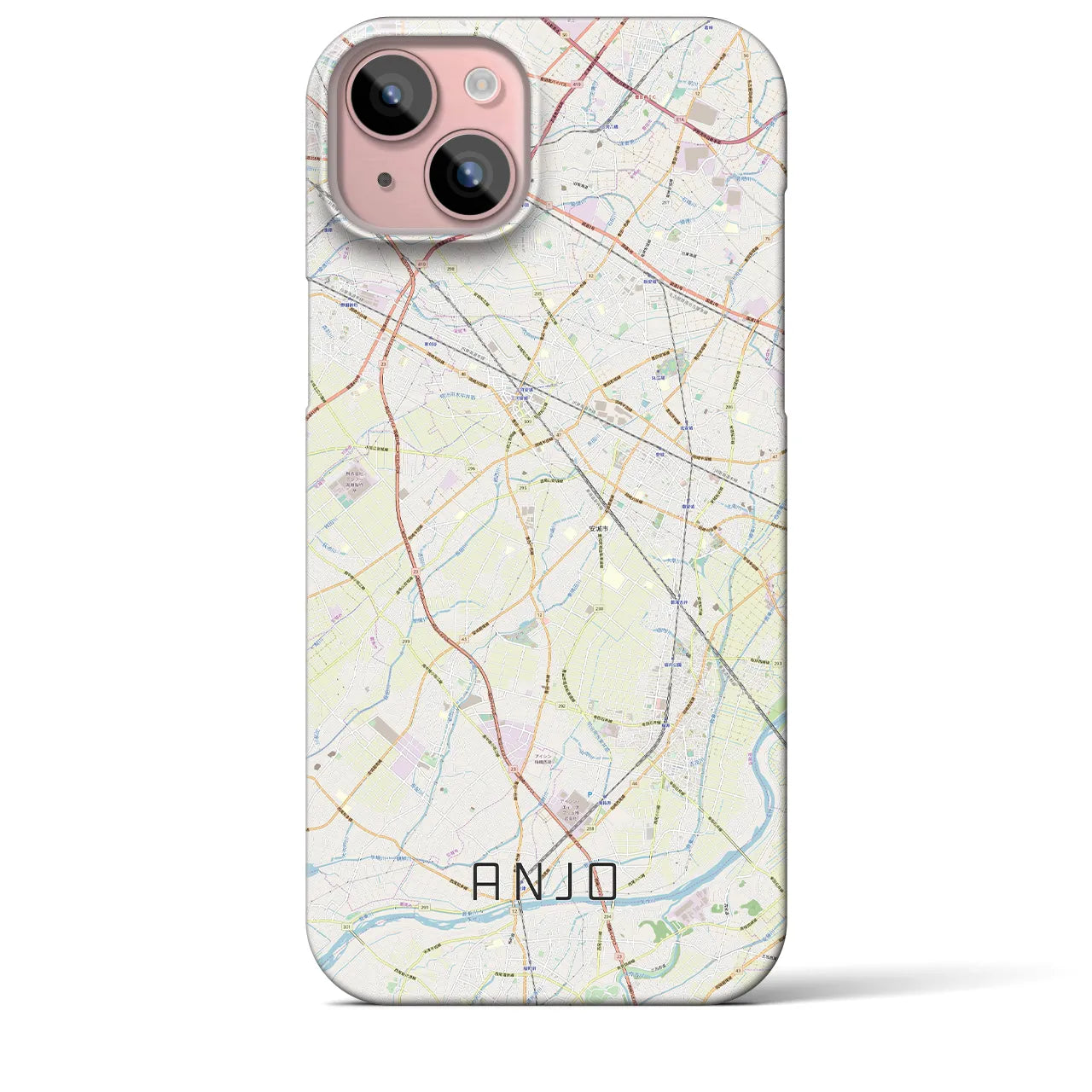 【安城】地図柄iPhoneケース（バックカバータイプ・ナチュラル）iPhone 15 Plus 用