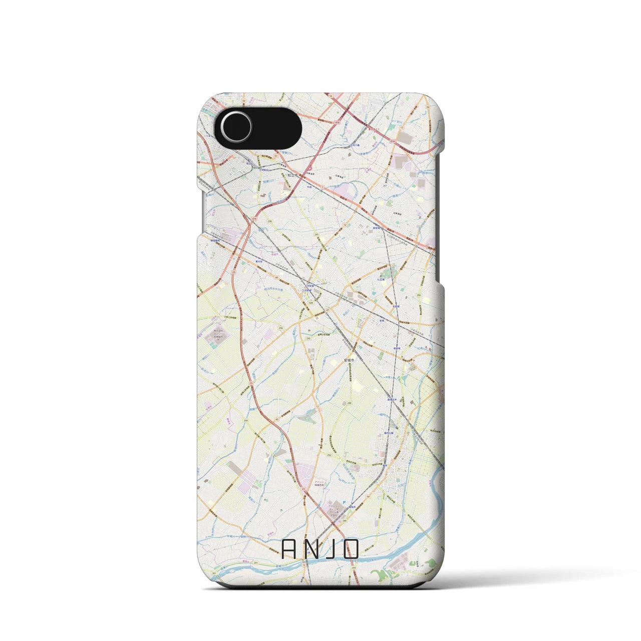 【安城】地図柄iPhoneケース（バックカバータイプ・ナチュラル）iPhone SE（第3 / 第2世代） / 8 / 7 / 6s / 6 用