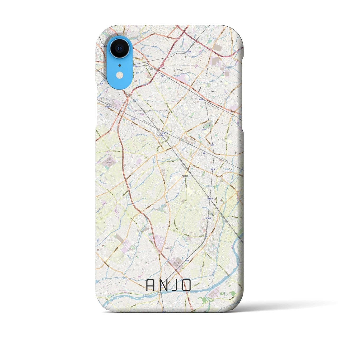 【安城】地図柄iPhoneケース（バックカバータイプ・ナチュラル）iPhone XR 用