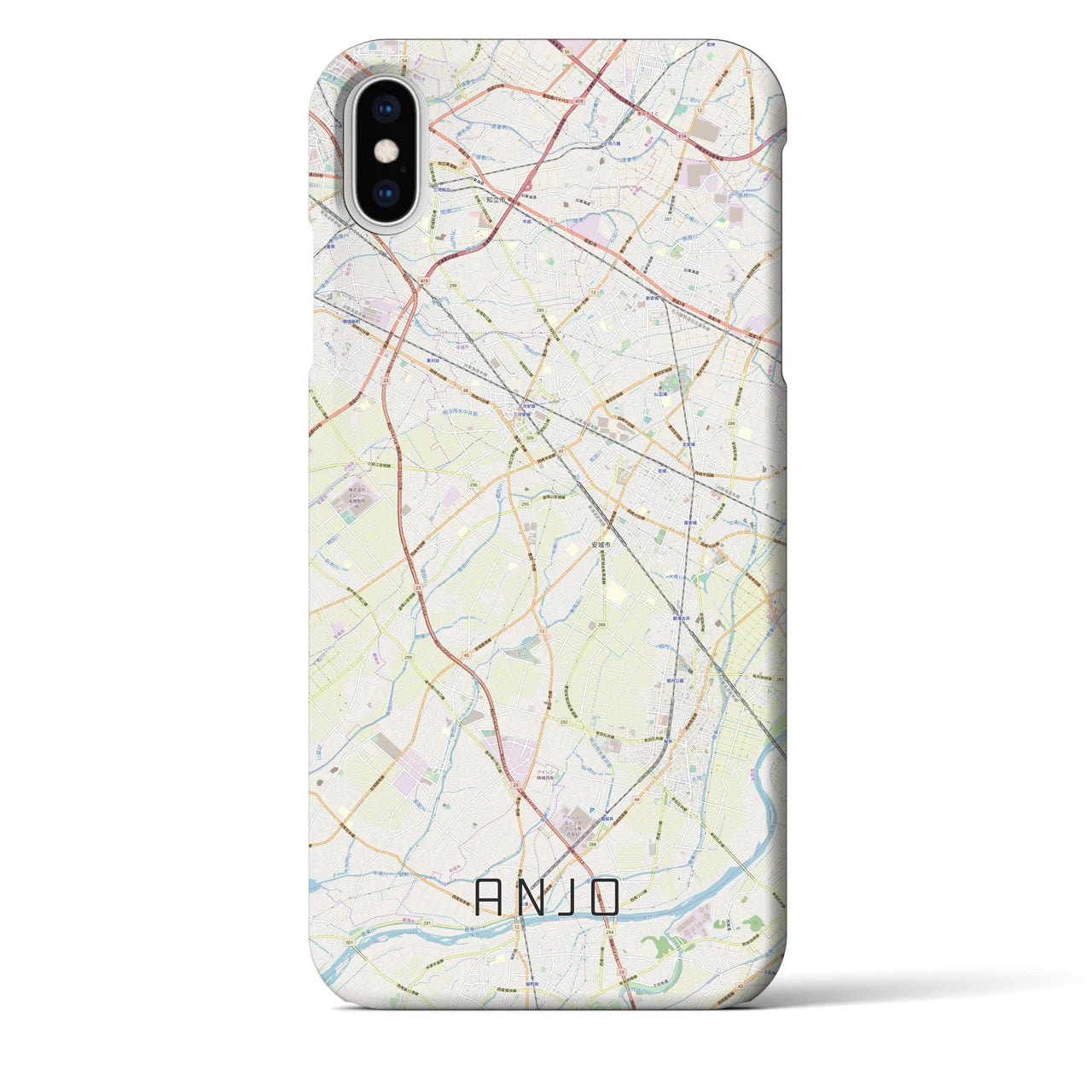 【安城】地図柄iPhoneケース（バックカバータイプ・ナチュラル）iPhone XS Max 用