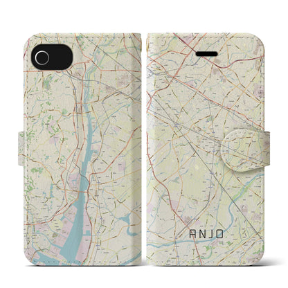【安城（愛知県）】地図柄iPhoneケース（手帳タイプ）ナチュラル・iPhone SE（第3 / 第2世代） / 8 / 7 / 6s / 6 用