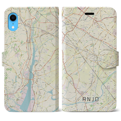 【安城（愛知県）】地図柄iPhoneケース（手帳タイプ）ナチュラル・iPhone XR 用