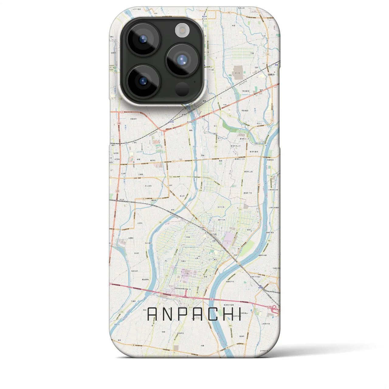 【安八】地図柄iPhoneケース（バックカバータイプ・ナチュラル）iPhone 15 Pro Max 用