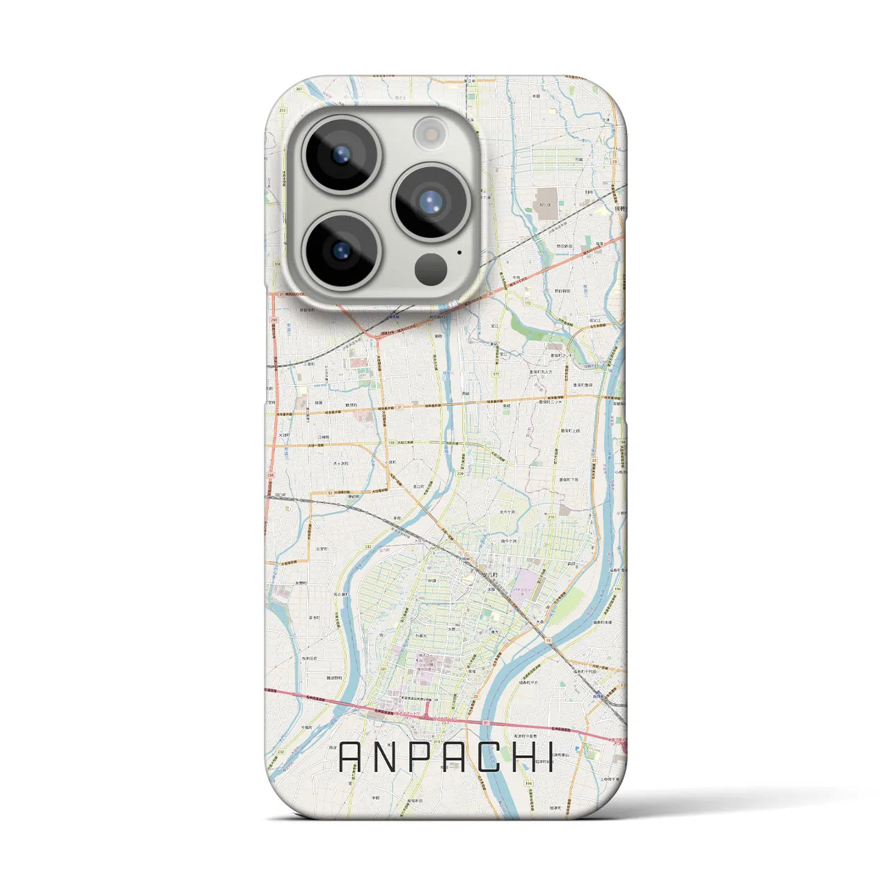 【安八】地図柄iPhoneケース（バックカバータイプ・ナチュラル）iPhone 15 Pro 用