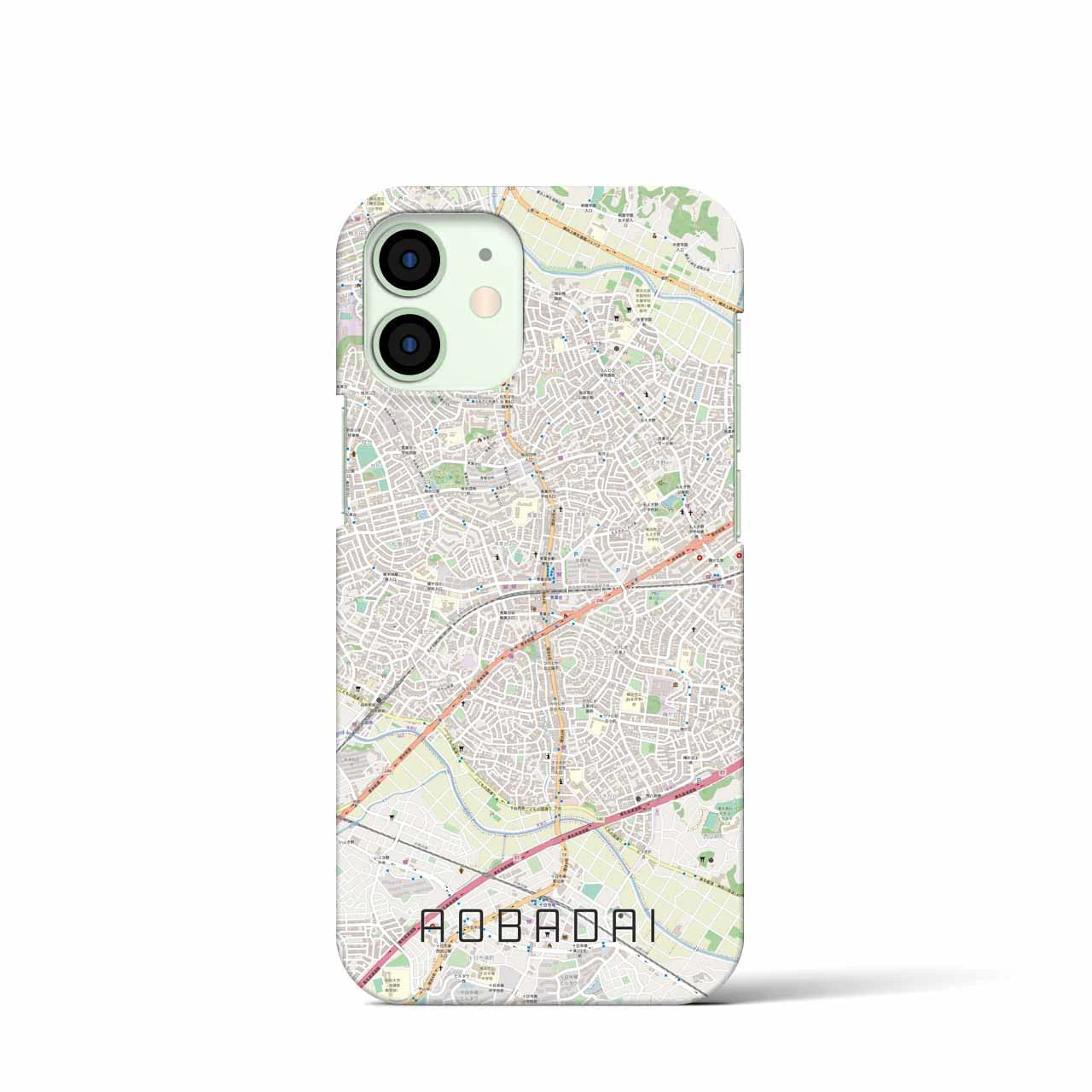 【青葉台】地図柄iPhoneケース（バックカバータイプ・ナチュラル）iPhone 12 mini 用