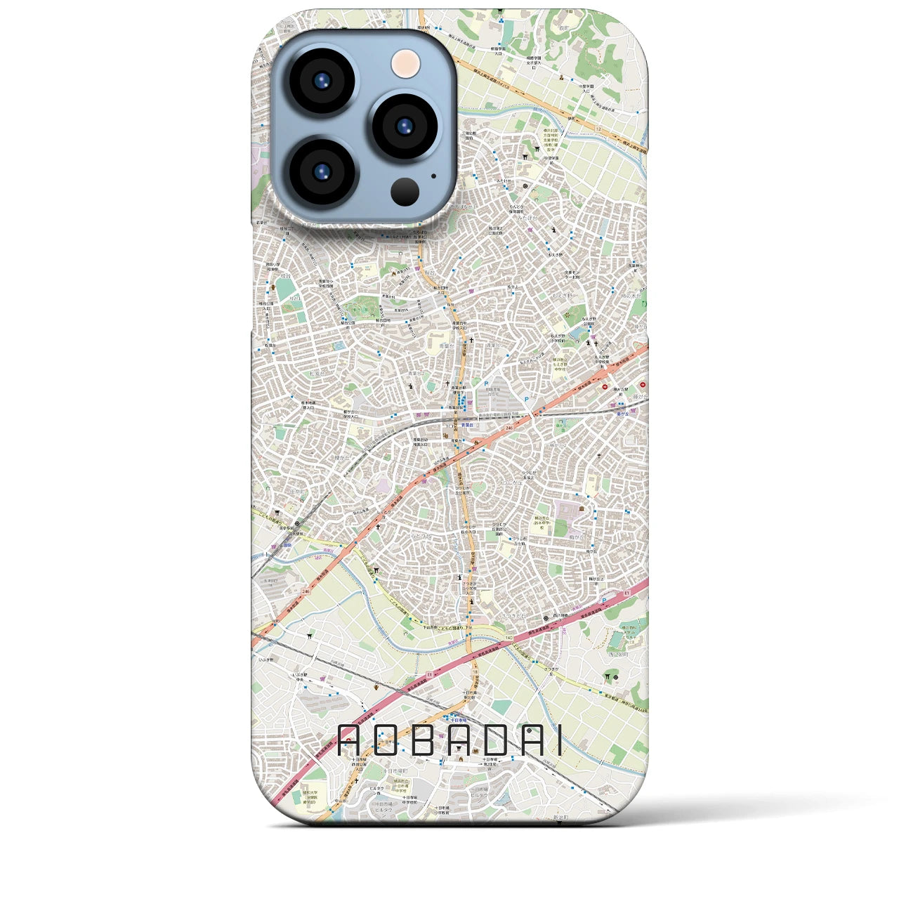 【青葉台】地図柄iPhoneケース（バックカバータイプ・ナチュラル）iPhone 13 Pro Max 用