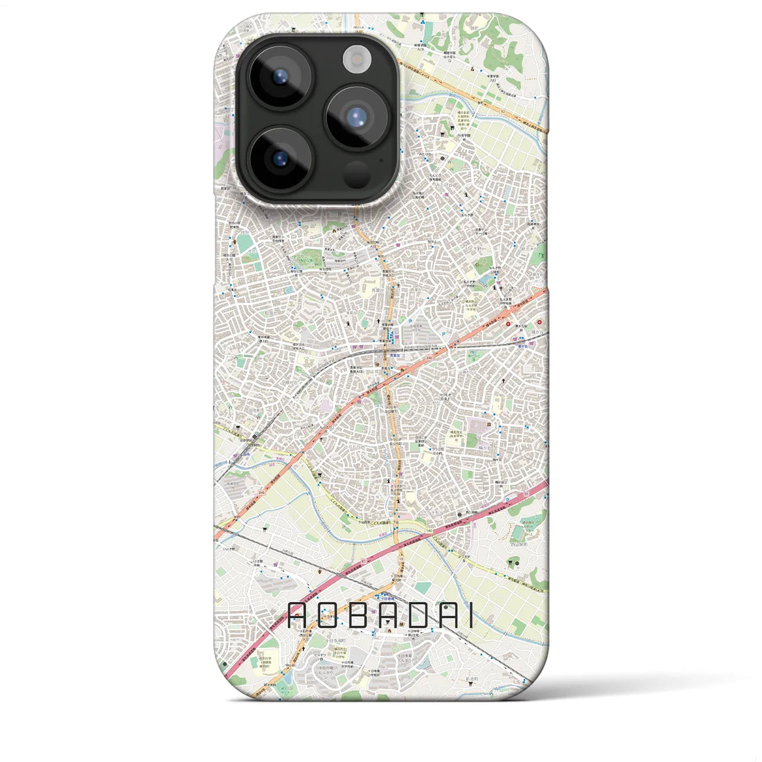 【青葉台】地図柄iPhoneケース（バックカバータイプ・ナチュラル）iPhone 15 Pro Max 用