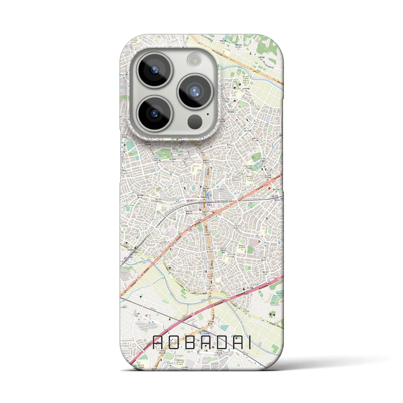 【青葉台】地図柄iPhoneケース（バックカバータイプ・ナチュラル）iPhone 15 Pro 用