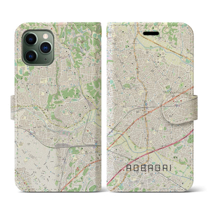 【青葉台（神奈川県）】地図柄iPhoneケース（手帳タイプ）ナチュラル・iPhone 11 Pro 用