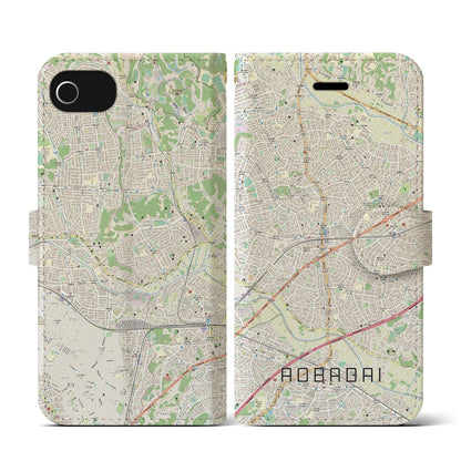 【青葉台（神奈川県）】地図柄iPhoneケース（手帳タイプ）ナチュラル・iPhone SE（第3 / 第2世代） / 8 / 7 / 6s / 6 用