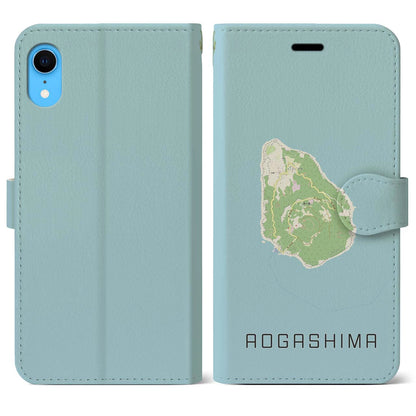 【青ヶ島（東京都）】地図柄iPhoneケース（手帳タイプ）ナチュラル・iPhone XR 用