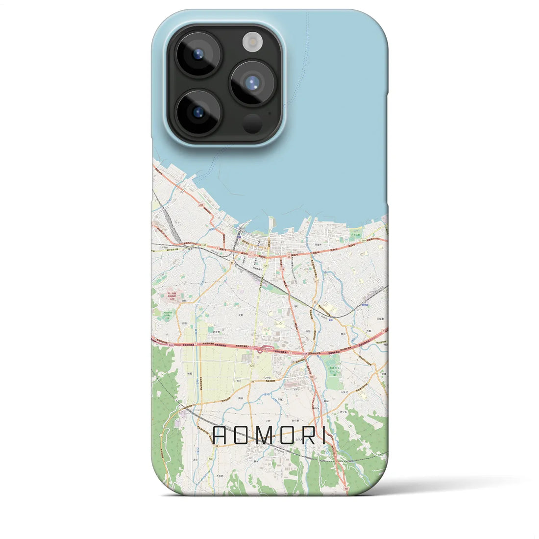 【青森2】地図柄iPhoneケース（バックカバータイプ・ナチュラル）iPhone 15 Pro Max 用