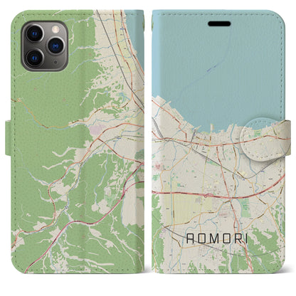 【青森2（青森県）】地図柄iPhoneケース（手帳タイプ）ナチュラル・iPhone 11 Pro Max 用