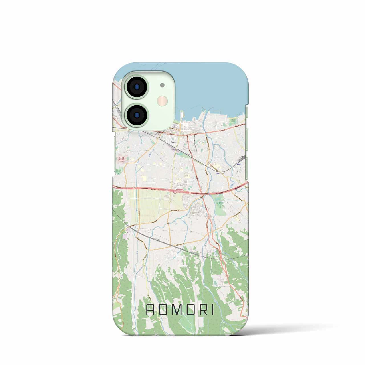 【青森】地図柄iPhoneケース（バックカバータイプ・ナチュラル）iPhone 12 mini 用