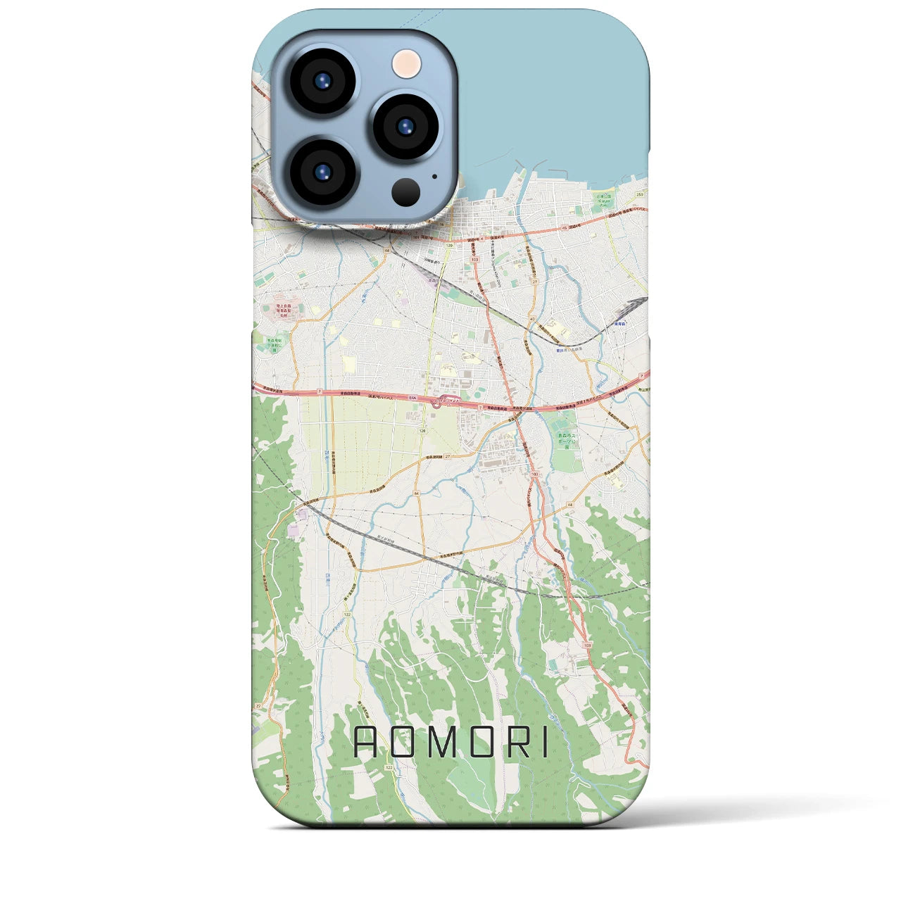 【青森】地図柄iPhoneケース（バックカバータイプ・ナチュラル）iPhone 13 Pro Max 用