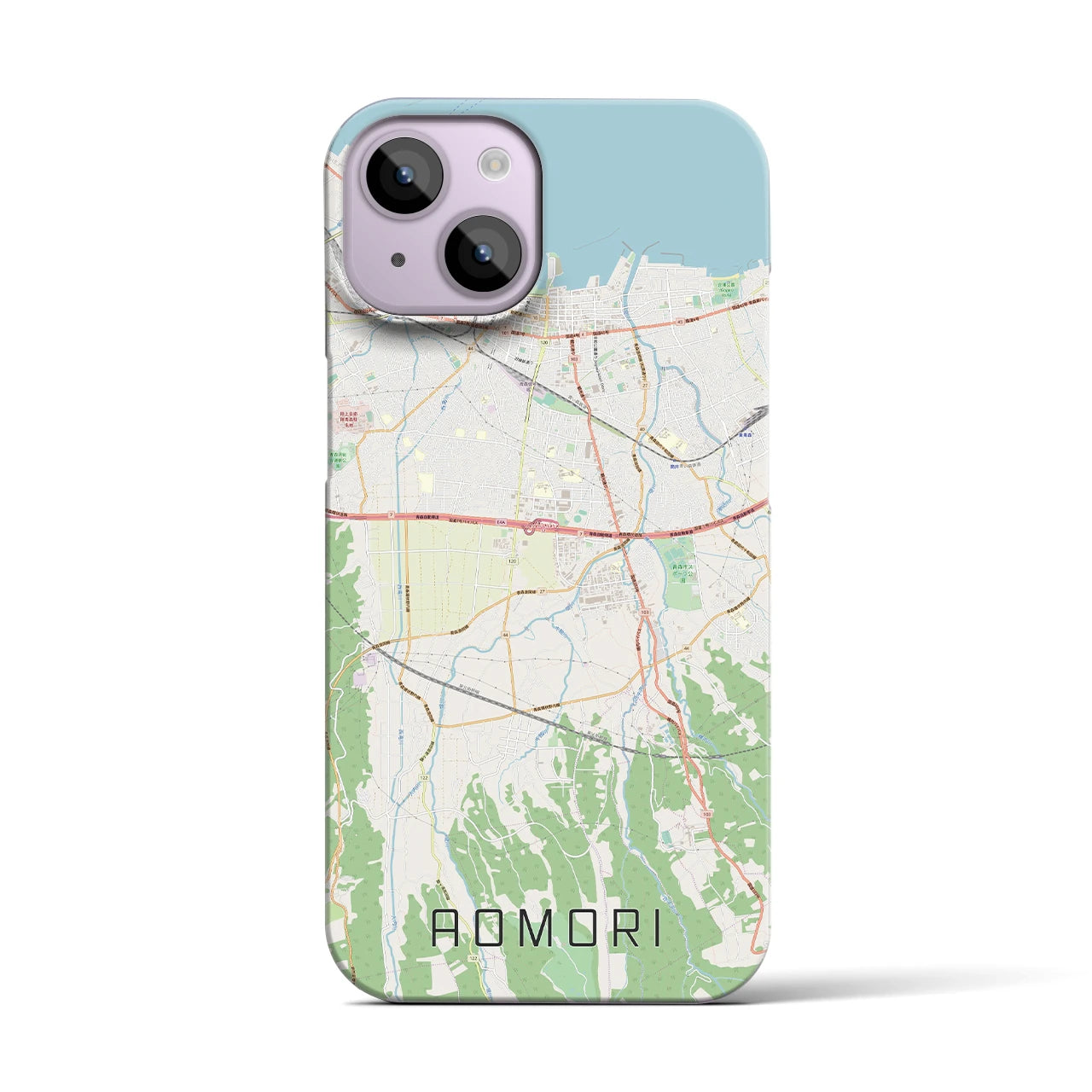 【青森】地図柄iPhoneケース（バックカバータイプ・ナチュラル）iPhone 14 用