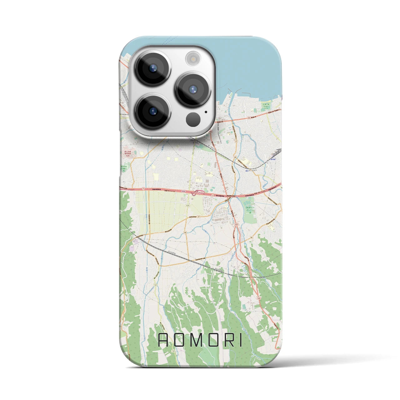 【青森】地図柄iPhoneケース（バックカバータイプ・ナチュラル）iPhone 14 Pro 用