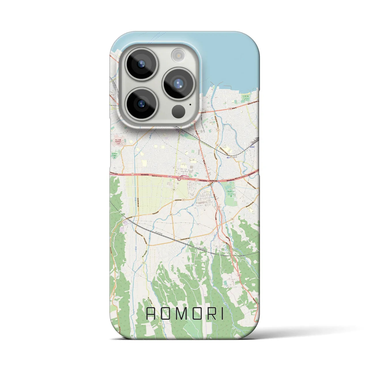 【青森】地図柄iPhoneケース（バックカバータイプ・ナチュラル）iPhone 15 Pro 用