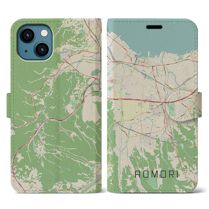 【青森（青森県）】地図柄iPhoneケース（手帳タイプ）ナチュラル・iPhone 13 用