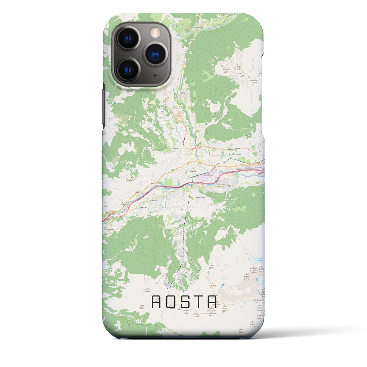【アオスタ】地図柄iPhoneケース（バックカバータイプ・ナチュラル）iPhone 11 Pro Max 用