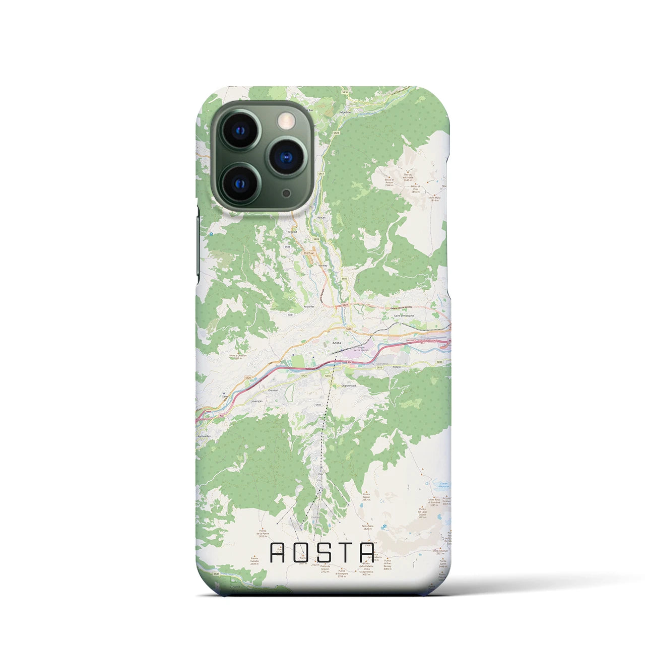 【アオスタ】地図柄iPhoneケース（バックカバータイプ・ナチュラル）iPhone 11 Pro 用