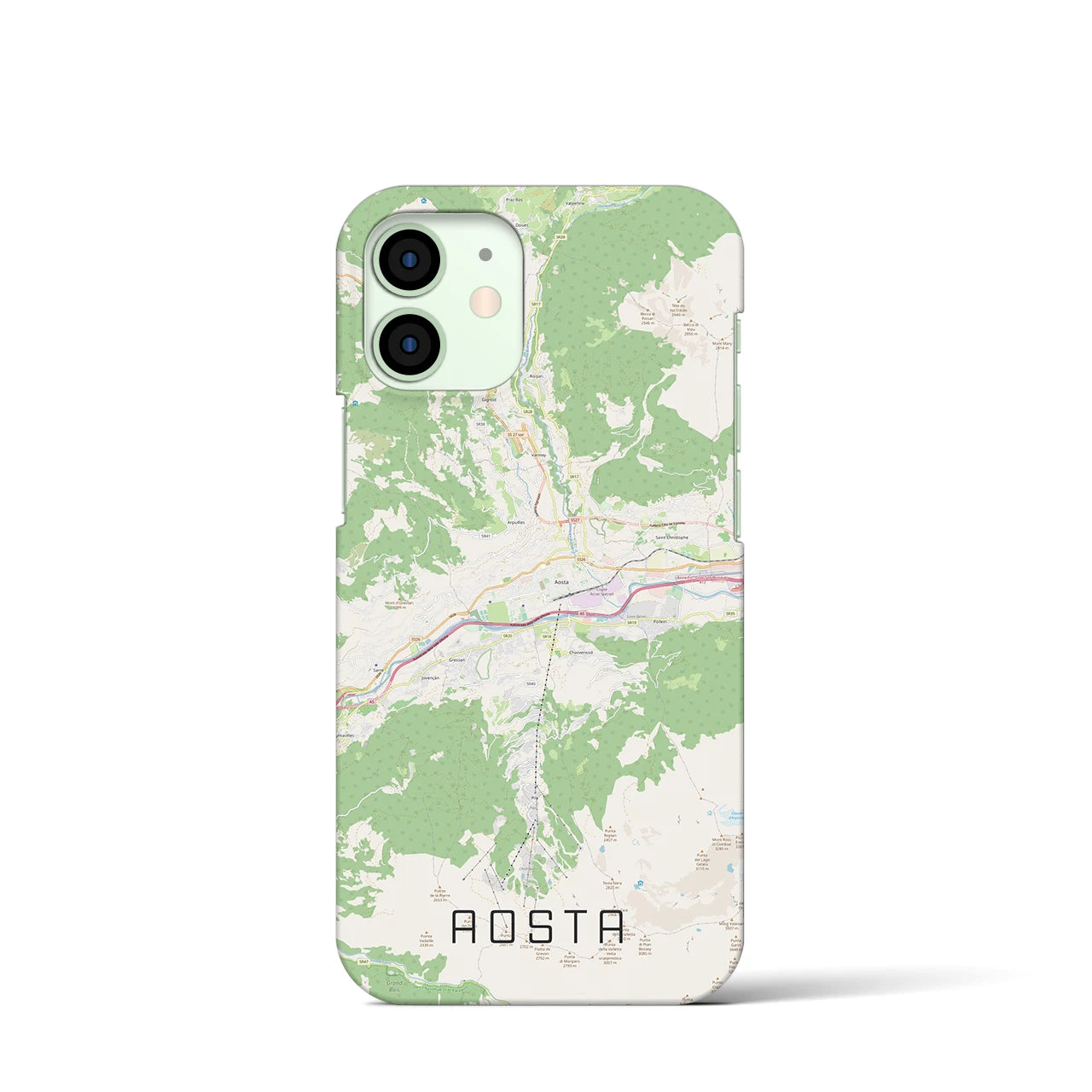 【アオスタ】地図柄iPhoneケース（バックカバータイプ・ナチュラル）iPhone 12 mini 用