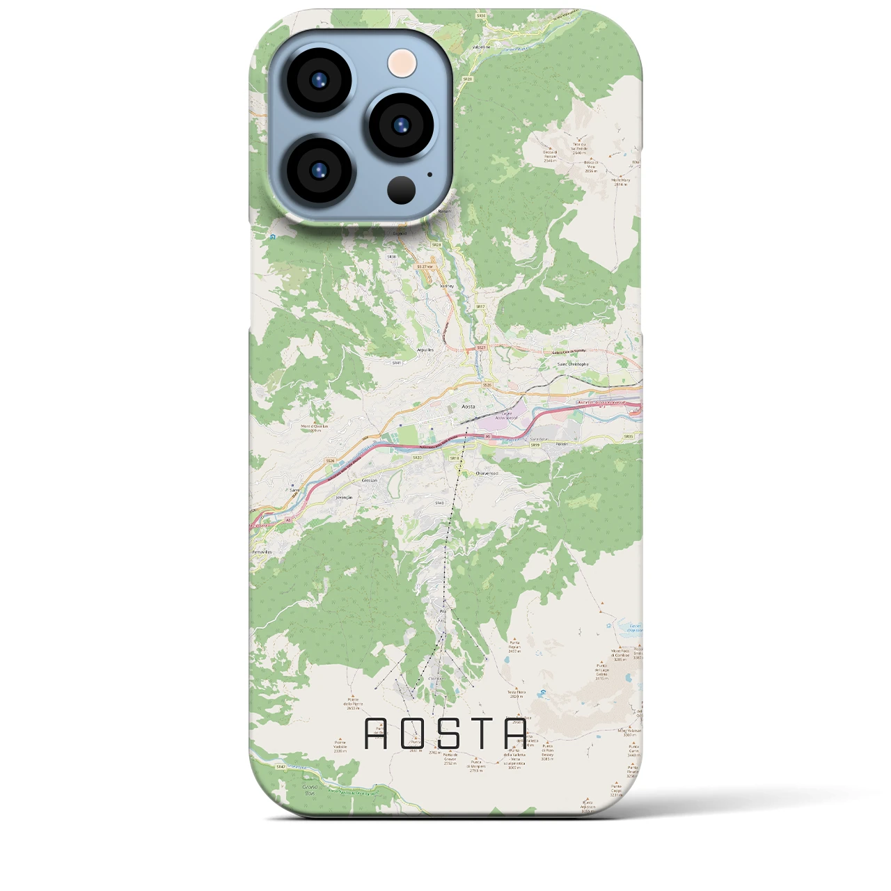 【アオスタ】地図柄iPhoneケース（バックカバータイプ・ナチュラル）iPhone 13 Pro Max 用