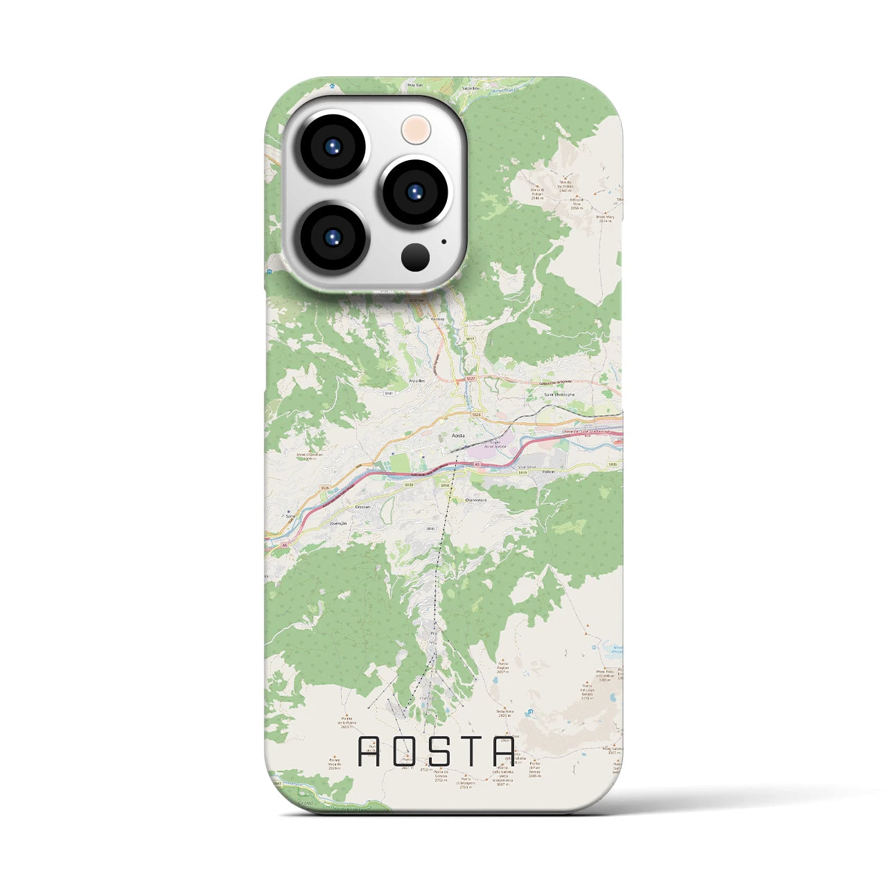 【アオスタ】地図柄iPhoneケース（バックカバータイプ・ナチュラル）iPhone 13 Pro 用