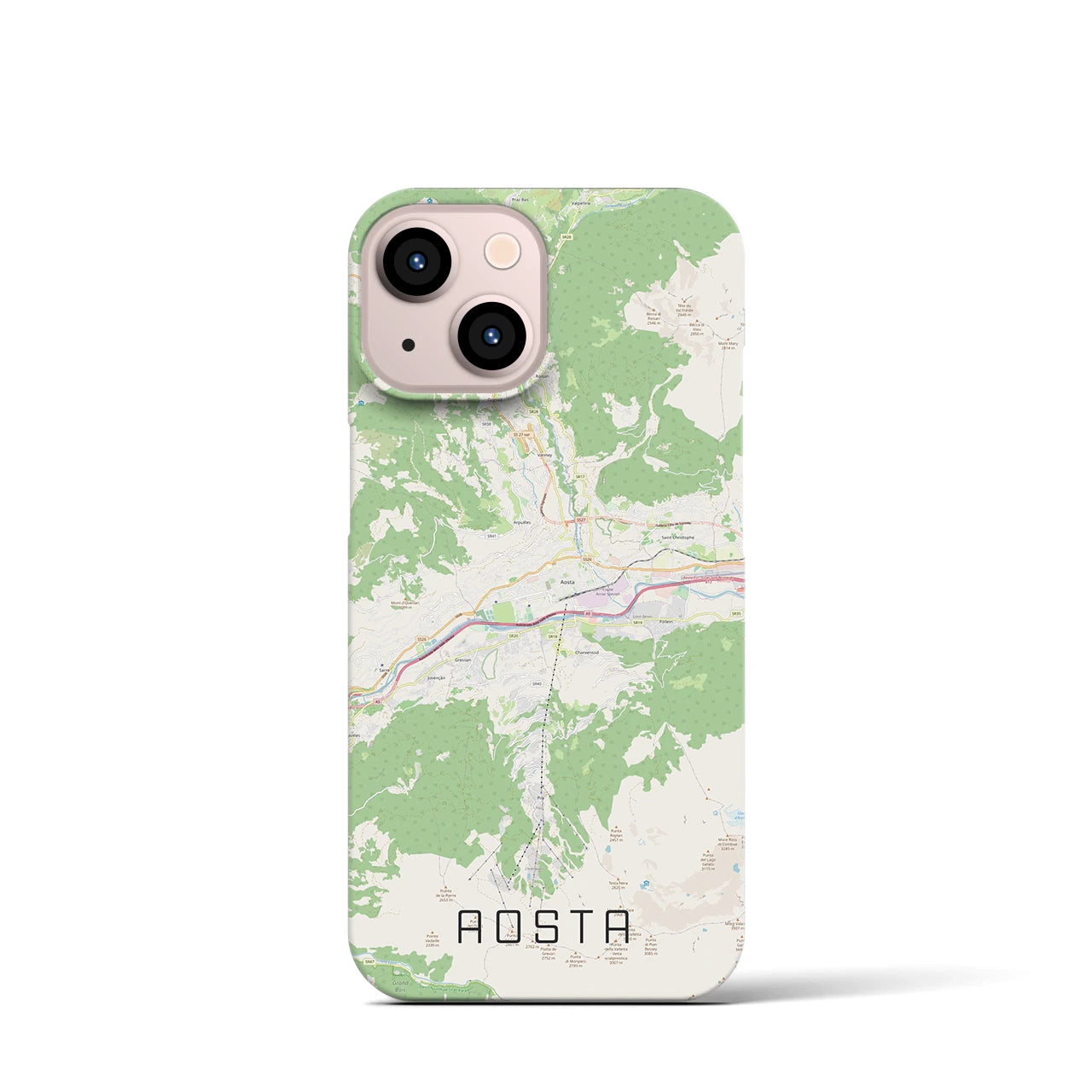 【アオスタ】地図柄iPhoneケース（バックカバータイプ・ナチュラル）iPhone 13 mini 用