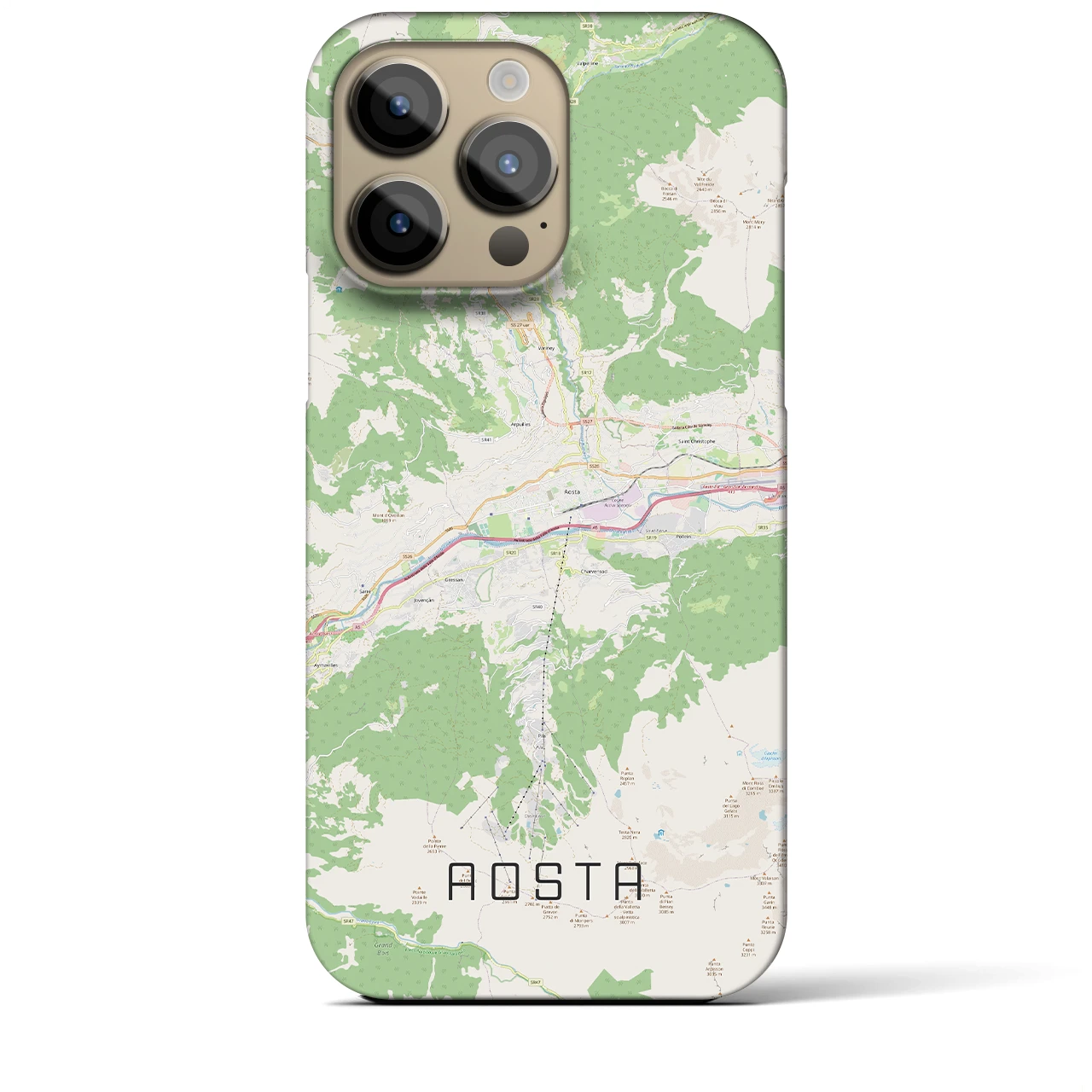 【アオスタ】地図柄iPhoneケース（バックカバータイプ・ナチュラル）iPhone 14 Pro Max 用