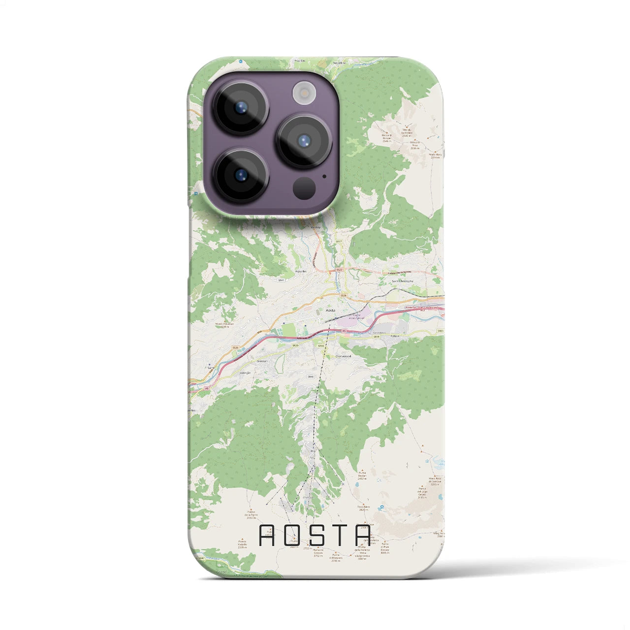 【アオスタ】地図柄iPhoneケース（バックカバータイプ・ナチュラル）iPhone 14 Pro 用