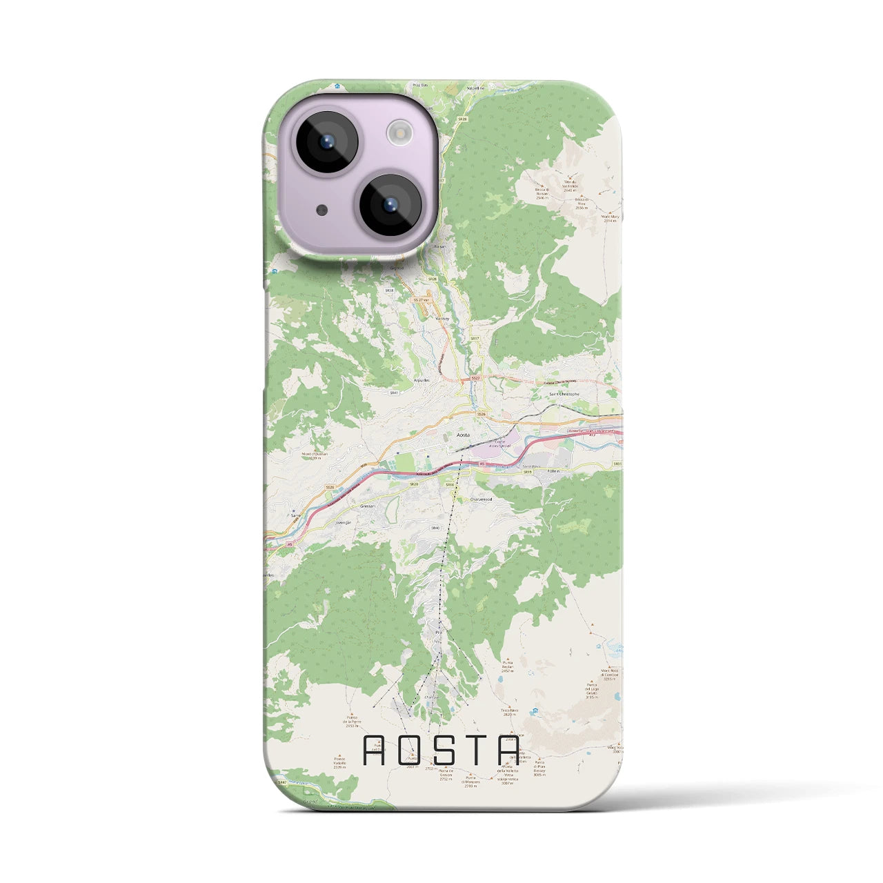 【アオスタ】地図柄iPhoneケース（バックカバータイプ・ナチュラル）iPhone 14 用
