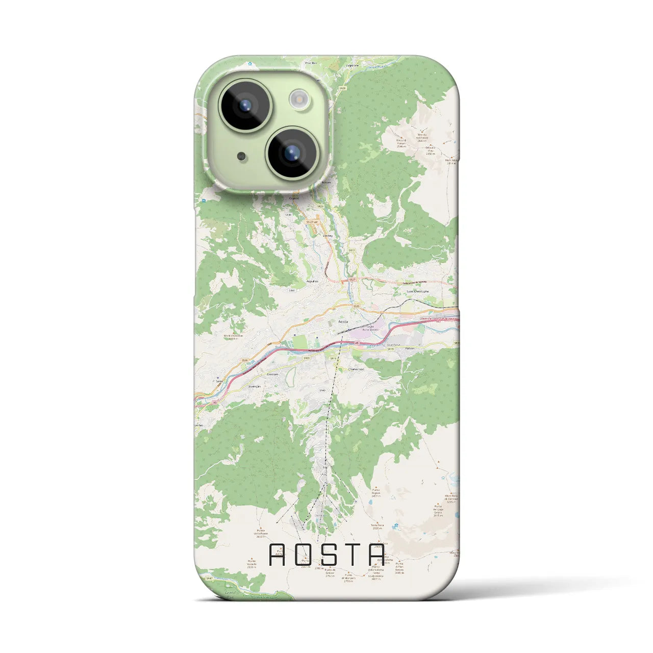 【アオスタ】地図柄iPhoneケース（バックカバータイプ・ナチュラル）iPhone 15 用