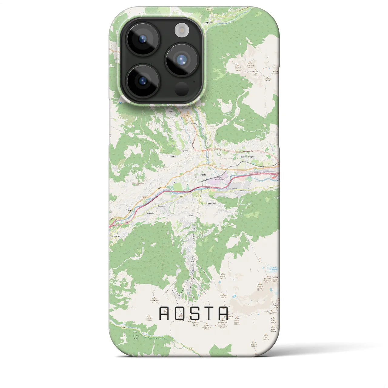 【アオスタ】地図柄iPhoneケース（バックカバータイプ・ナチュラル）iPhone 15 Pro Max 用