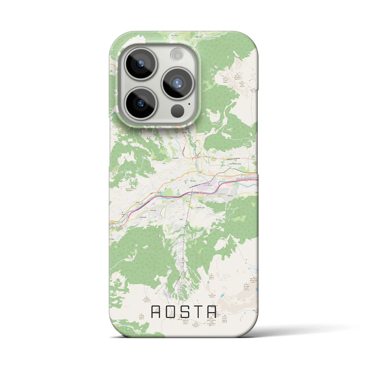 【アオスタ】地図柄iPhoneケース（バックカバータイプ・ナチュラル）iPhone 15 Pro 用