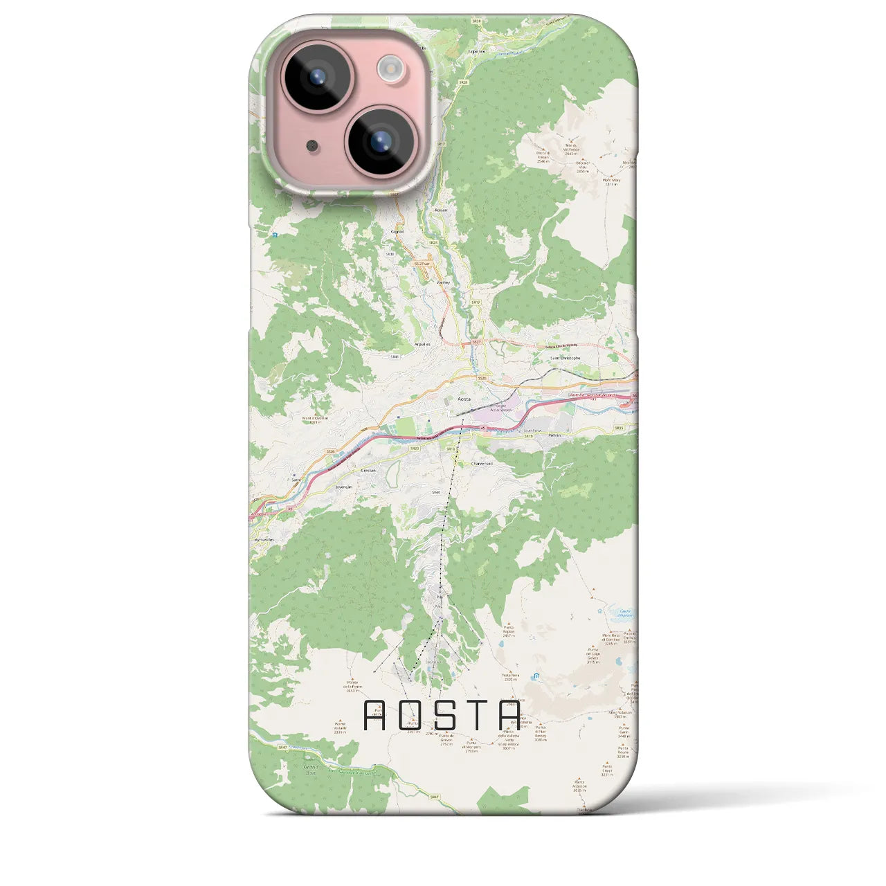【アオスタ】地図柄iPhoneケース（バックカバータイプ・ナチュラル）iPhone 15 Plus 用